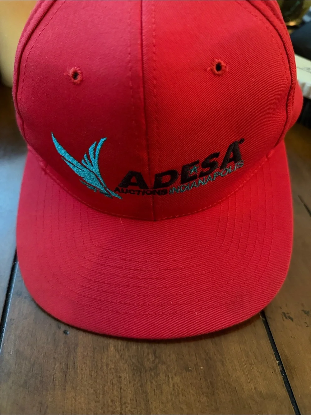 ADESa Red  Swim Cap with Blue Logo
